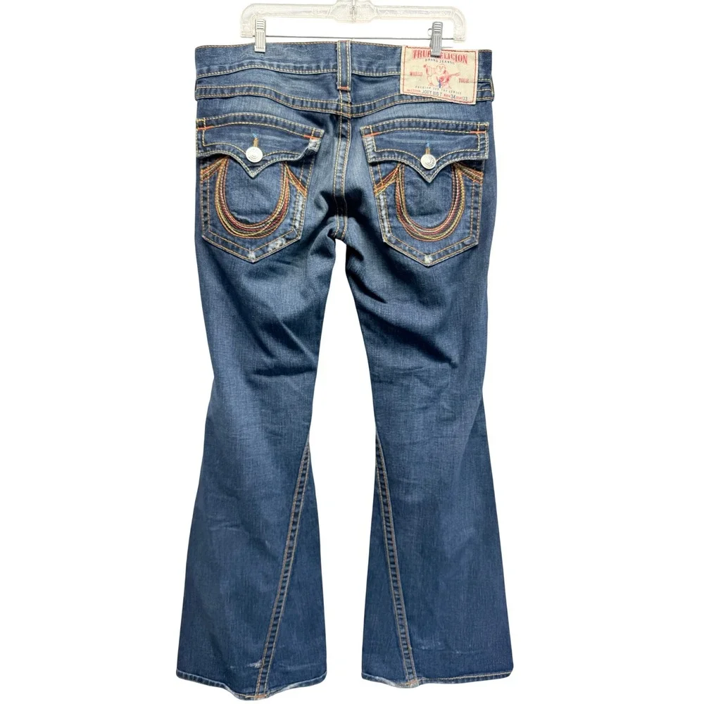 Rare VTG USA Y2K True Religion Joey Big T Super T 34 Flap Flare Jeans READ